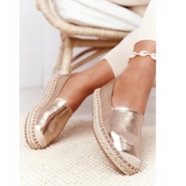 Kožne espadrile na pletenom potplatu Big Star HH274503 Zlatna 2