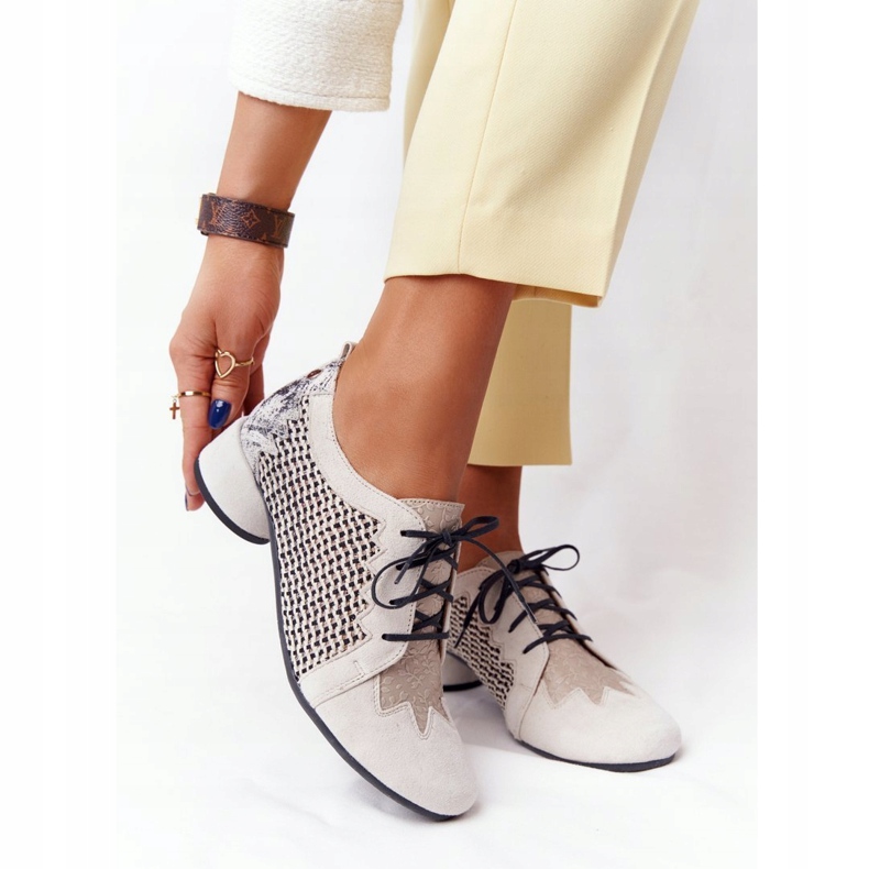 Pletene cipele na štiklu Maciejka 04890-04 Bež 1