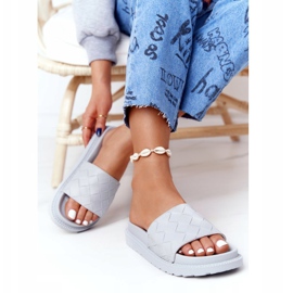 Ženske papuče na sivoj platformi Big Star HH274688 siva 2