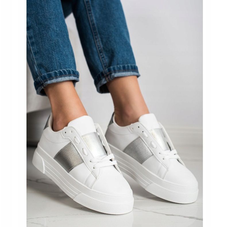 SHELOVET Tenisice s eko kožom na platformi bijela 1
