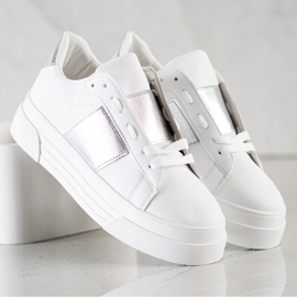 SHELOVET Tenisice s eko kožom na platformi bijela 2