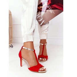 S.Barski Sandale na Szpilcu S. Bararski 280-58 Crveno-zlato crvena zlatna 2