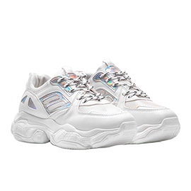 Bijele i srebrne tenisice na debelom potplatu Annette bijela 1