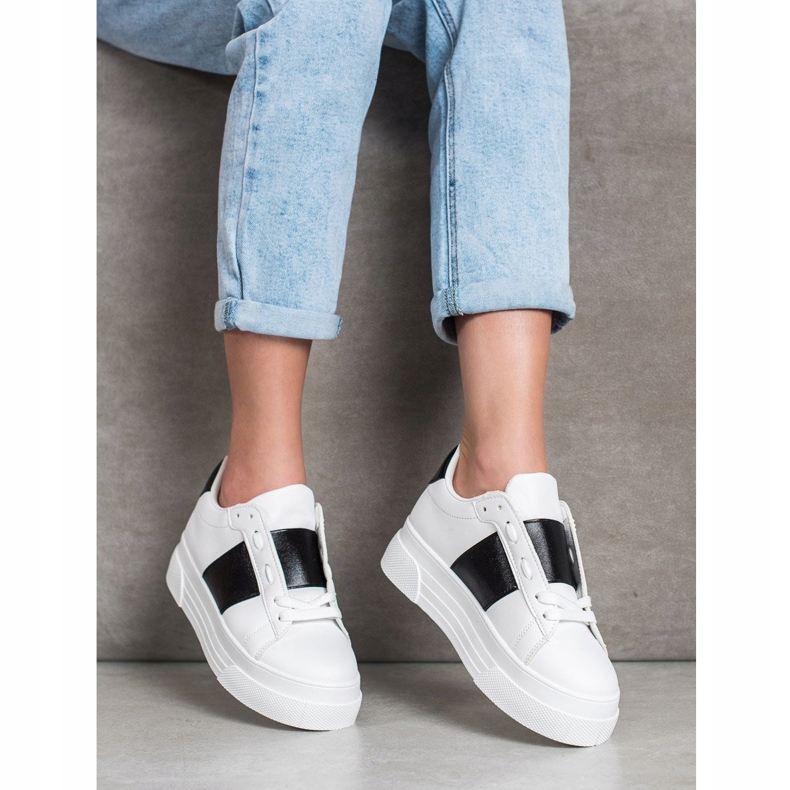 SHELOVET Tenisice s eko kožom na platformi bijela 1