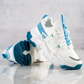 SHELOVET Tenisice s plavim modnim umetcima bijela 1