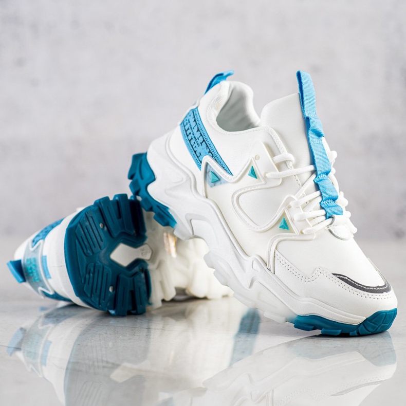 SHELOVET Tenisice s plavim modnim umetcima bijela 1