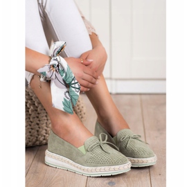 SHELOVET Ažurne mokasine na platformi zelena 2