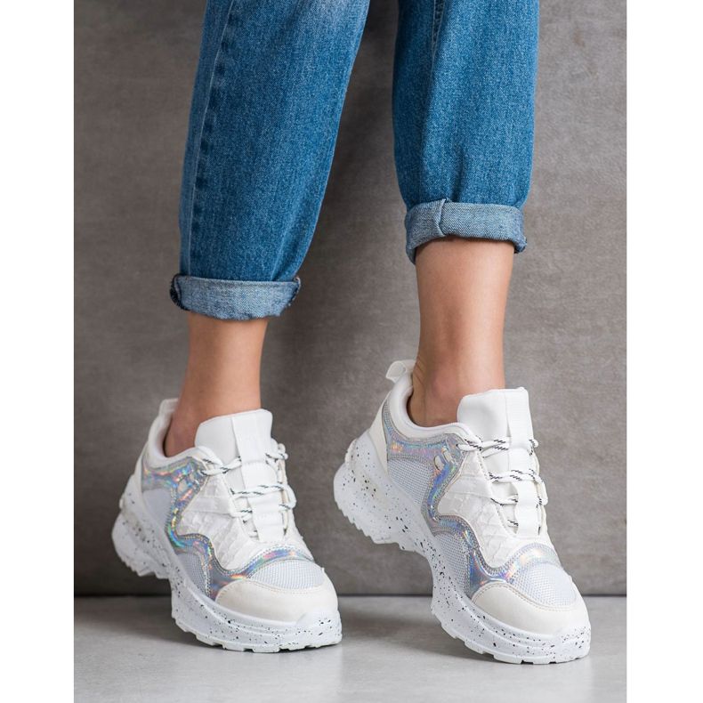 SHELOVET Tenisice s Holo efektom bijela raznobojna 2