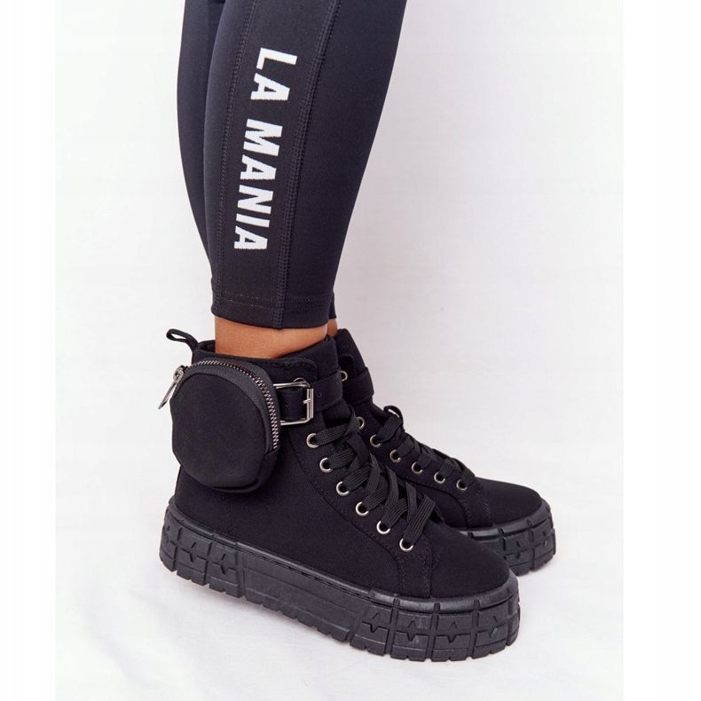 Ženske tenisice na platformi s bubrezima u crnim kokicama crna 2