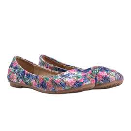 Sjajne plave balerinke s cvijećem Luz plava 1