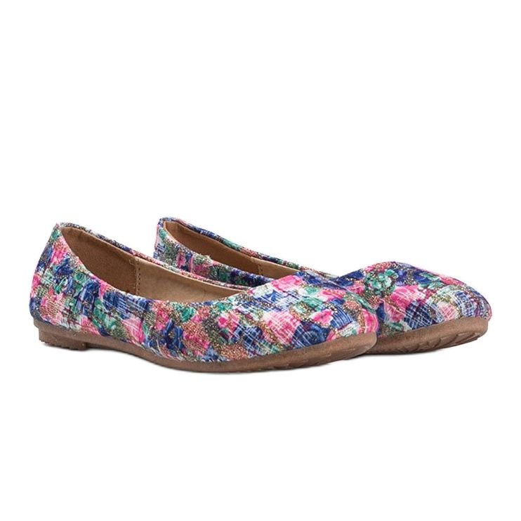 Sjajne plave balerinke s cvijećem Luz plava 1