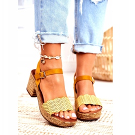 EVE Žute Fobi ženske sandale na visoku petu bež žuta boja 3