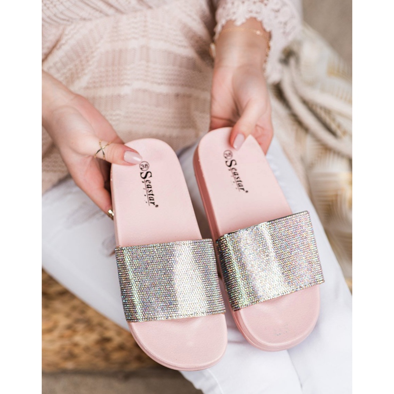 Seastar Papuče s kristalima ružičasta 2