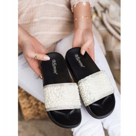 Seastar Elegantne papuče s biserima crno 2