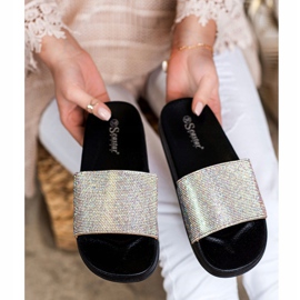 Seastar Papuče s kristalima crno srebro 1