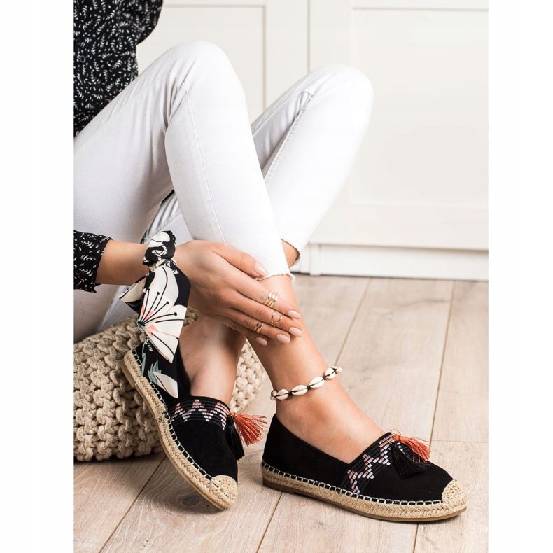 Best Shoes Modne espadrile s ukrasima crno 1