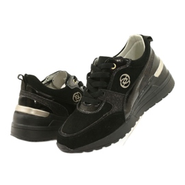 Evento Kožne ženske tenisice na wedge 21PB08-3954 crne crna 2