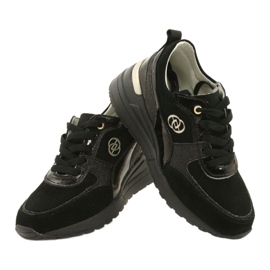 Evento Kožne ženske tenisice na wedge 21PB08-3954 crne crno 3