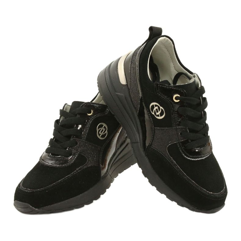 Evento Kožne ženske tenisice na wedge 21PB08-3954 crne crna 3