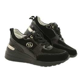 Evento Kožne ženske tenisice na wedge 21PB08-3954 crne crna 4