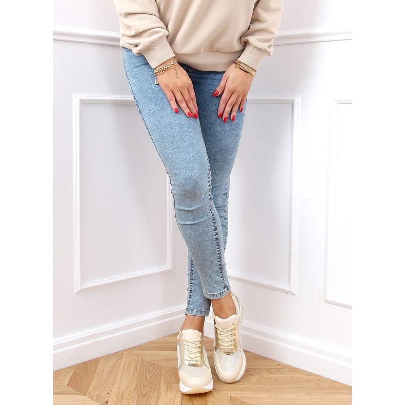 Sportske cipele na skrivenom klinu bež i zlatna RQ288 bež 2