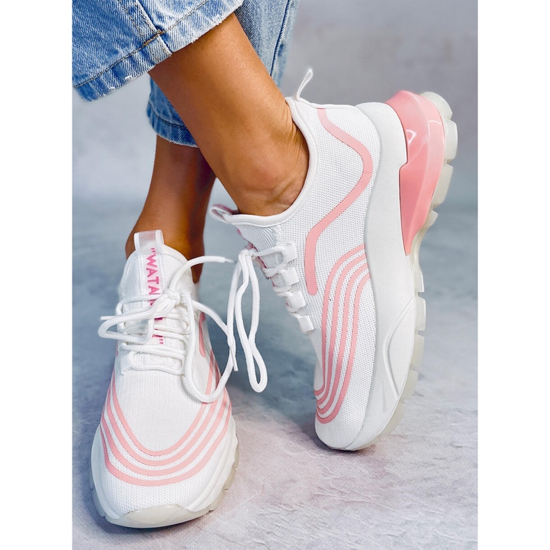 Bijele sportske čarape BX1820-SP BIJELE / ROZE bijela ružičasta 1