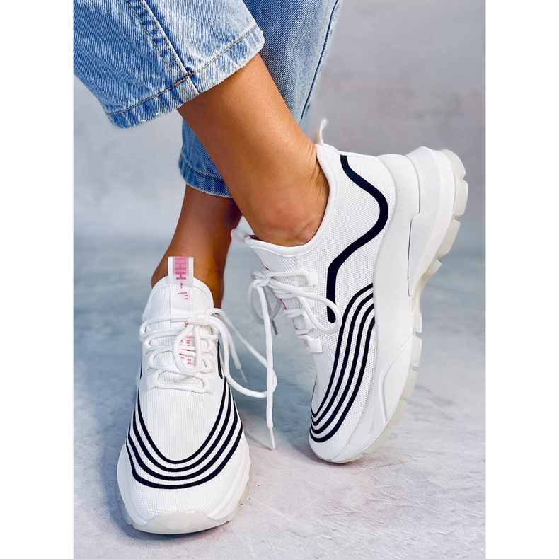 Bijele sportske čarape BX1820-SP BIJELE / CRNE bijela crna 1