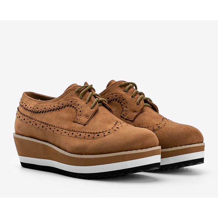 Smeđe cipele od antilopa s visokim potplatima Camryn smeđa 1