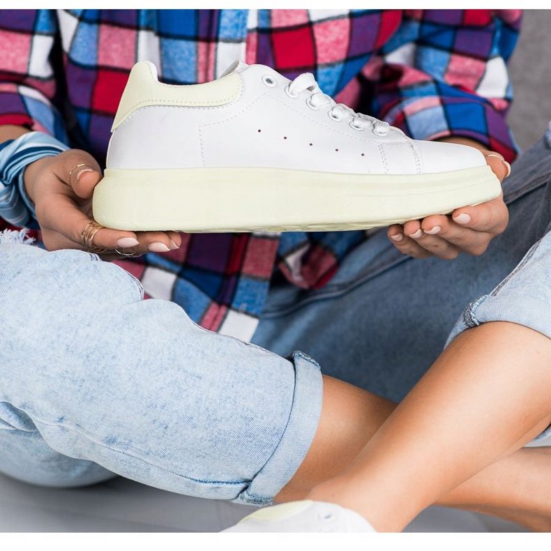 SHELOVET Tenisice na zelenoj platformi bijela zelena 1