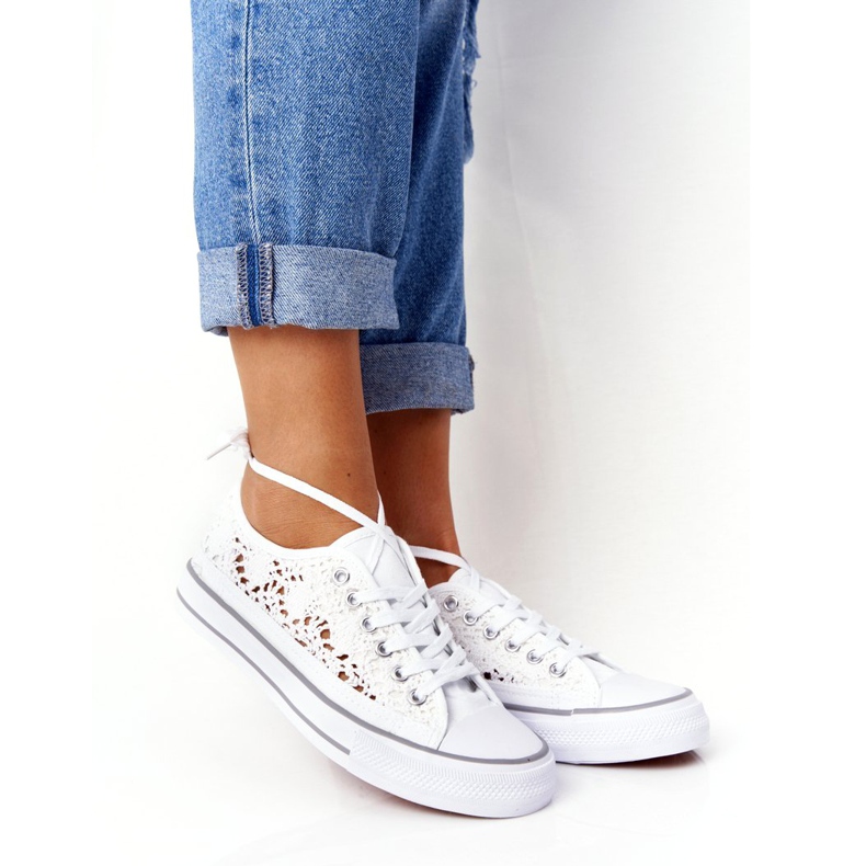 FB2 Ženske bijele tenisice od čipke Candice bijela 4