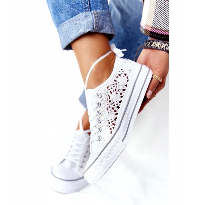 FB2 Ženske bijele tenisice od čipke Candice bijela 3