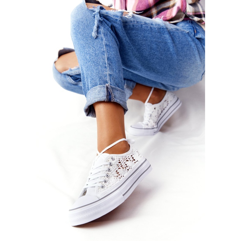 FB2 Ženske bijele tenisice od čipke Candice bijela 1