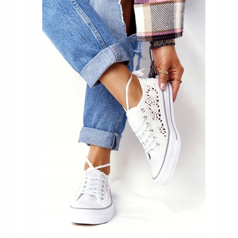 FB2 Ženske bijele tenisice od čipke Candice bijela 2