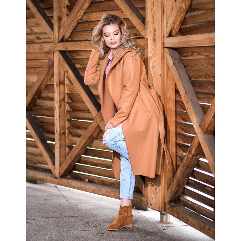 Cm Paris Smeđe kaubojke na klinu smeđa žuta boja 1