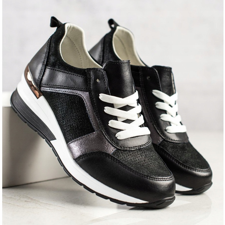 VINCEZA Glitter tenisice crno 1