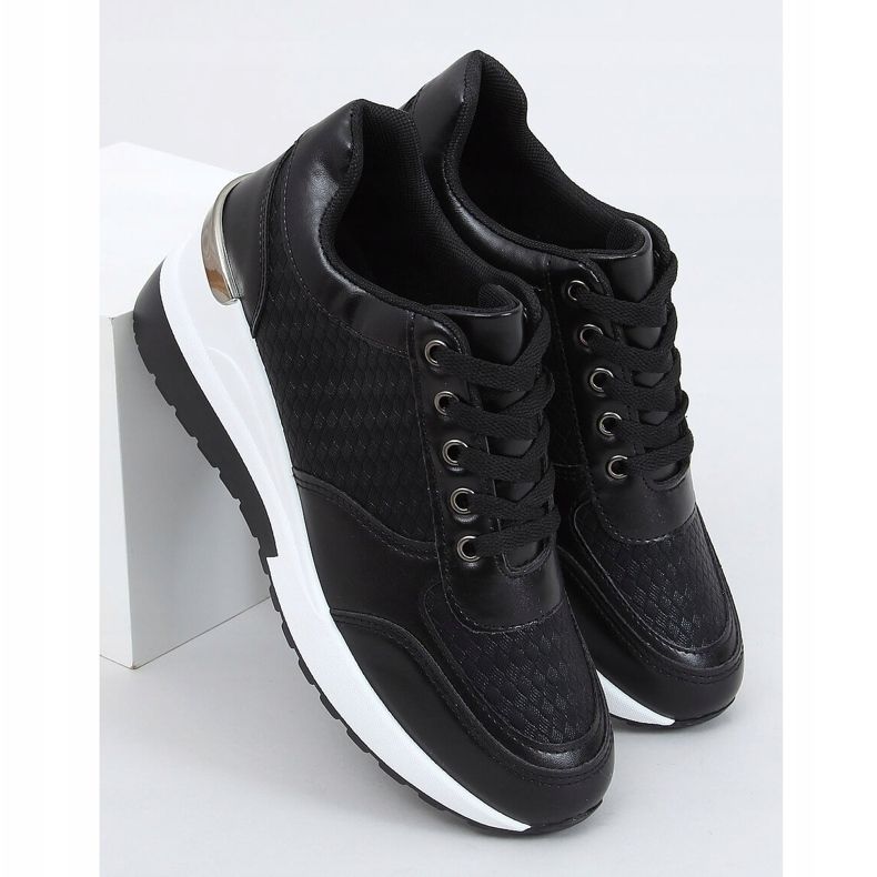 Crne MY-2717 Crne sportske cipele na skrivenoj klinnoj peti crno 1