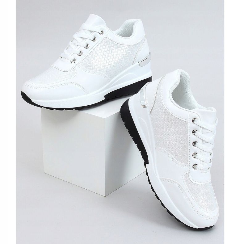 Bijele MY-2717 Bijele sportske cipele na skrivenoj klinnoj peti bijela 1