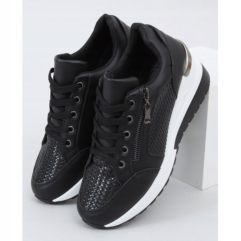 Crne MY-2716 Crne sportske cipele na skrivenoj klinnoj peti crna 1