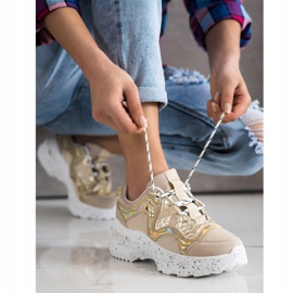 SHELOVET Tenisice s ukrasnom platformom bež zlatni 1