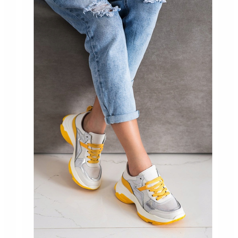 Goodin Kožne tenisice sa umetcima od srebra bijela višebojan 1