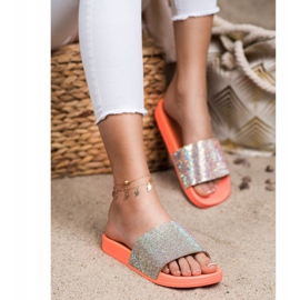 Seastar Papuče s kristalima narančasta srebro 1