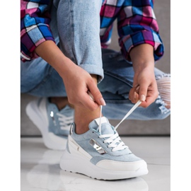 SHELOVET Elegantne tenisice od antilopa bijela plava 2