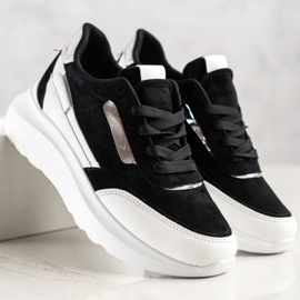 SHELOVET Elegantne tenisice od antilopa bijela crno 1