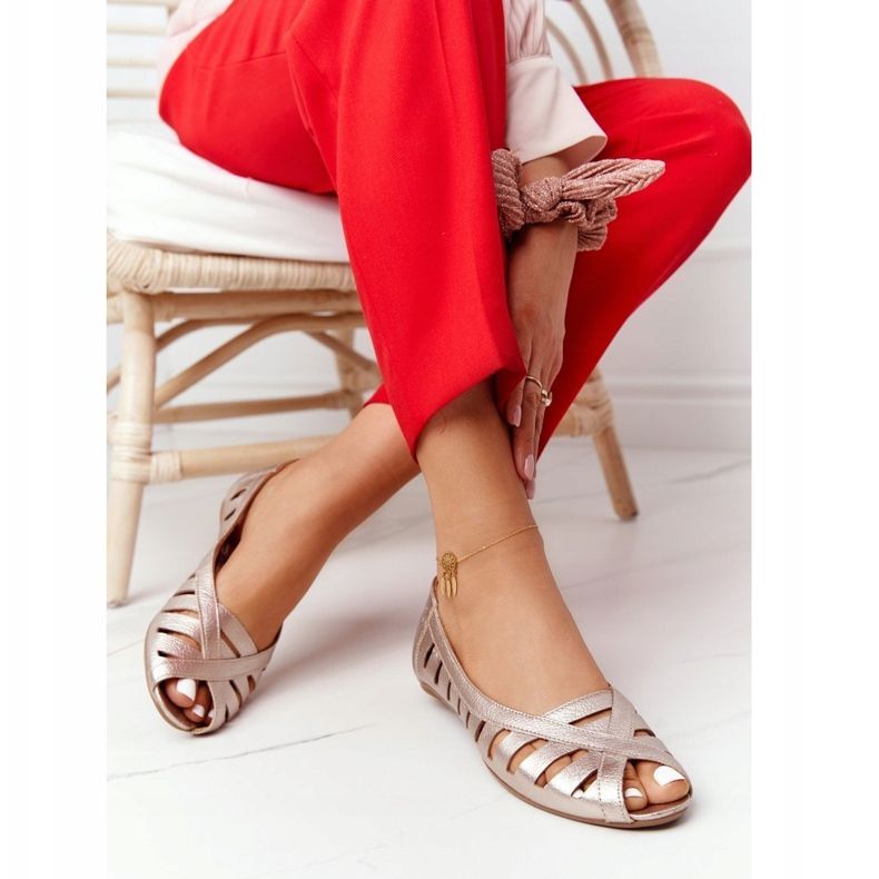 Kožne Maciejka Zlatne balerinke 04506-25 zlatni 1