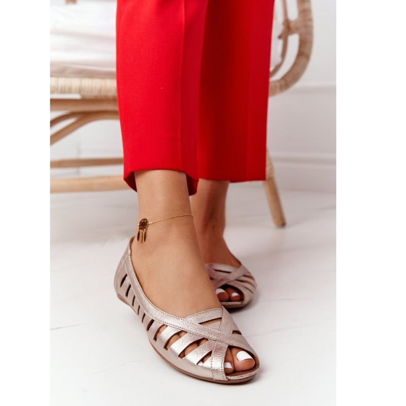 Kožne Maciejka Zlatne balerinke 04506-25 zlatni 2