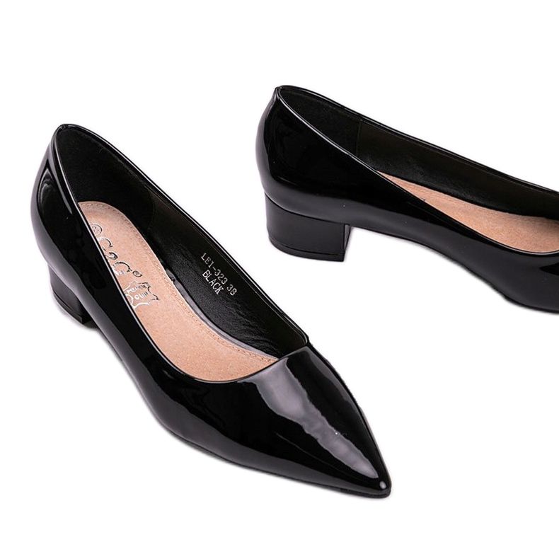 Crne pumpe lakirane na Anabel bloku crno 2