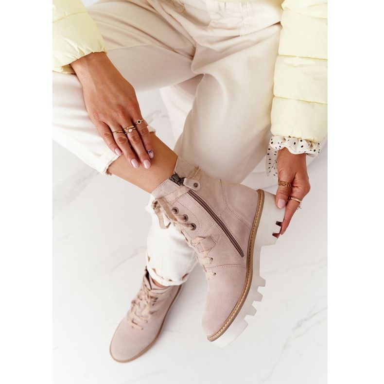 Ažurirane čizme od antilopa Maciejka Bež 05033-04 smeđa 1