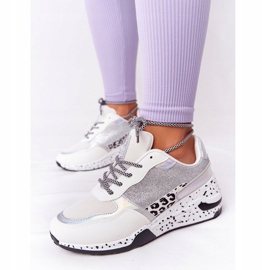 NEWS Ženske tenisice na klin bijele s brokatom Avery bijela 1