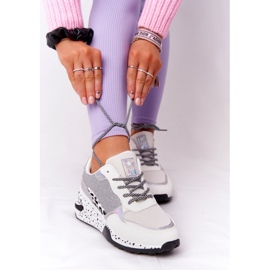 NEWS Ženske tenisice na klin bijele s brokatom Avery bijela 2