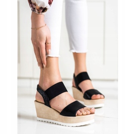 Seastar Sjajne sandale na klinu crna 1